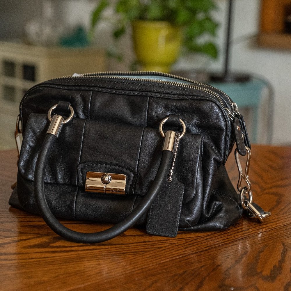 Coach Black Leather Kristin Convertible Satchel